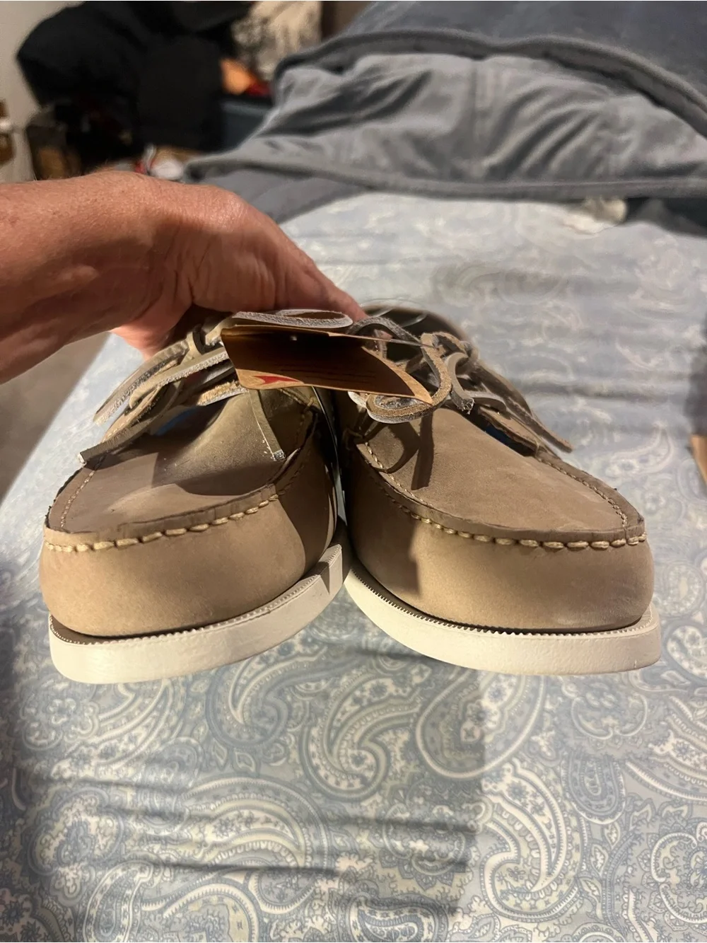 Rugged Shark Sishield Protect, Men’s Size 11.5 Leather Tan Boat Shoe, new/tags